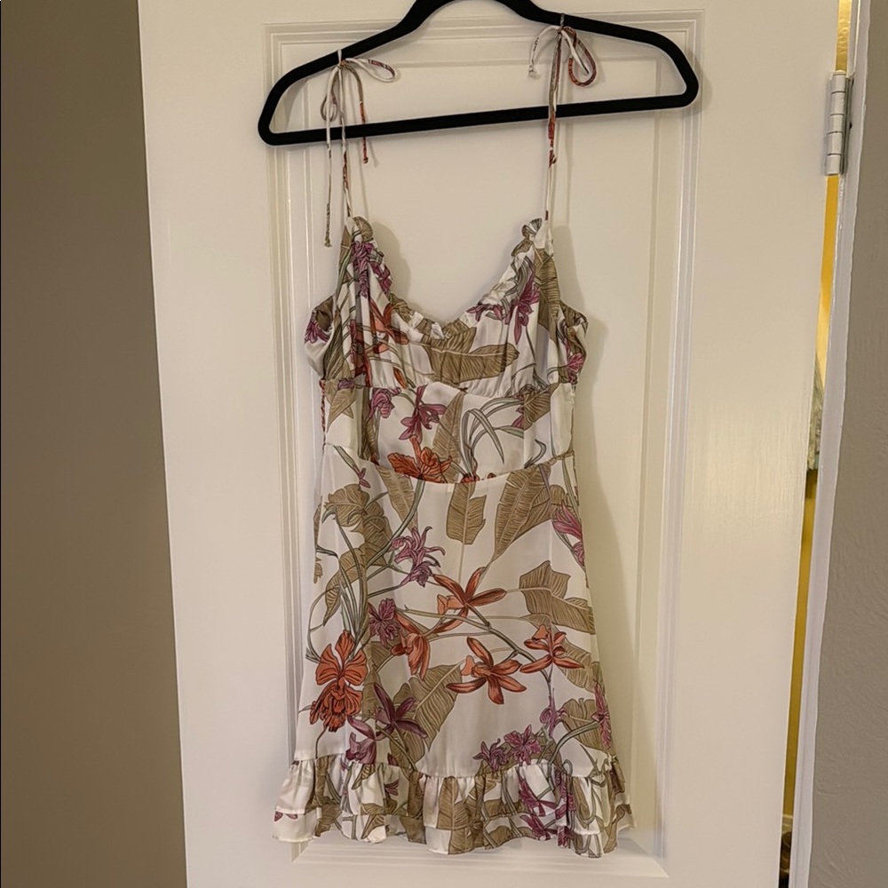 Floral Print Midi Dress - White and Pink